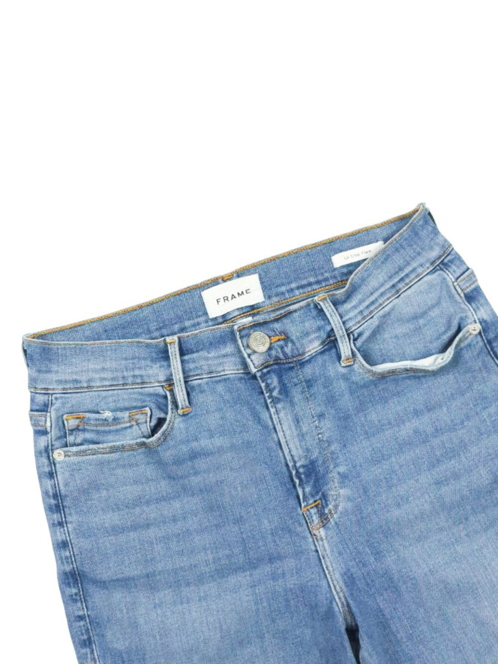 FRAME Le Crop Mini Boot Jeans Raw Hem Flare 28 Morning Blue LCFRA291 - Picture 7 of 14